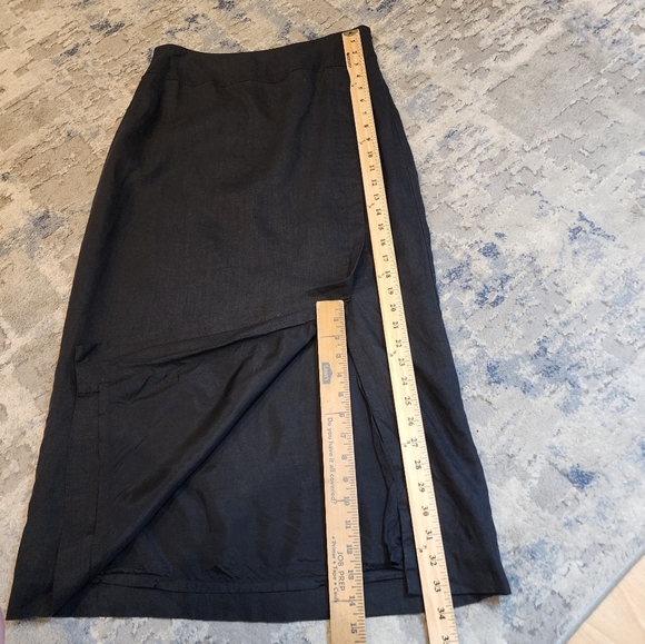 Pursuits Ltd linen black maxi skirt slit lined women's  size 10. - Picture 9 of 14